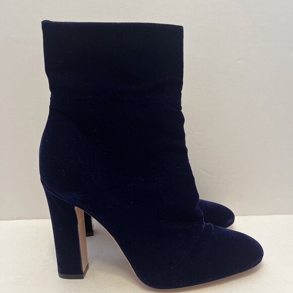 Gianvito Rossi Brandy High Heel Ankle Boots Royal Blue Velvet - Picture 3 of 12